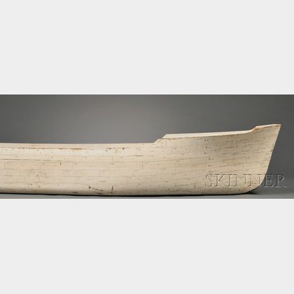 Large White-painted Wooden Half-Hull Ship Model