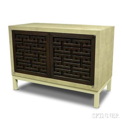 Contemporary Faux Shagreen Cabinet