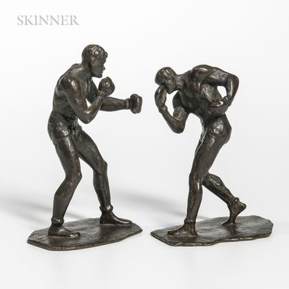Paul Moreau-Vauthier (French, 1871-1936) Pair of Boxing Figures