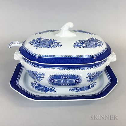 Copeland Spode "Trade Winds" and Blue and White Transfer-decorated Tureens and Underplates. Estimate $100-150