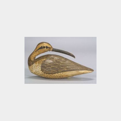 Carved and Painted Preening Curlew Decoy