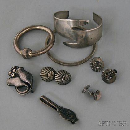 Small Group of Mostly Georg Jensen Sterling Silver Jewelry
