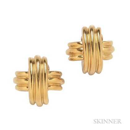 18kt Gold "Signature" Earrings, Tiffany & Co.