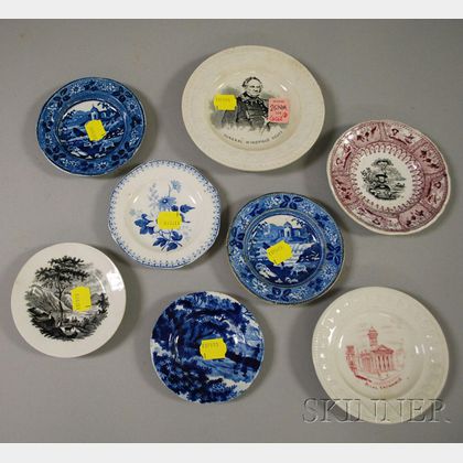 Eight Assorted English Transfer-decorated Childrens Staffordshire Toy Dishes. 