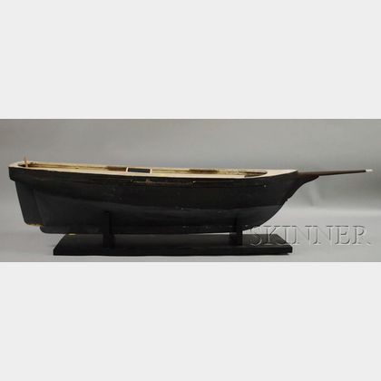 Black-painted Wood Boat Hull Model