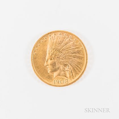1908 $10 No Motto Indian Head Gold Eagle