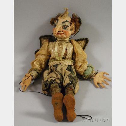 Italian Painted Carved Wood Costumed Marionette