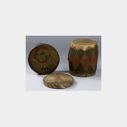 Three Wood and Hide Tourist Drums