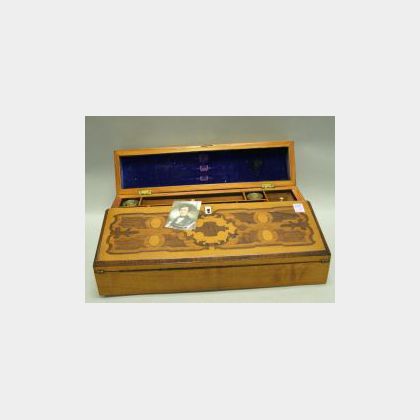 Marquetry Lap Desk with a Miniature Portrait of a Gentleman on Ivory