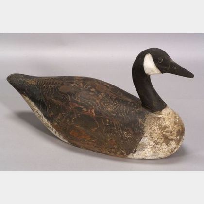 Carved and Painted Wooden Canada Goose Decoy
