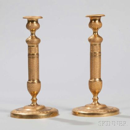 Pair of Brass French Empire Candlesticks