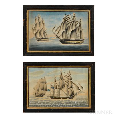 Anglo/American School, Early 19th Century Two Maritime Scenes
