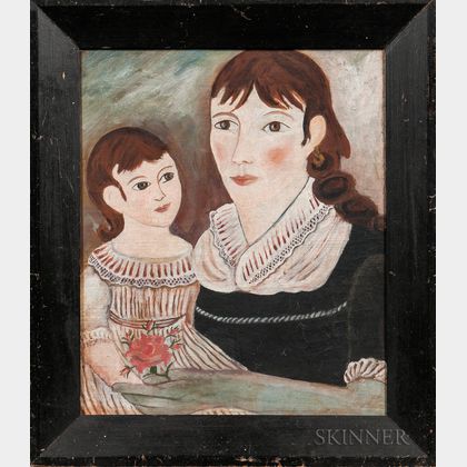 American School, 19th Century Portrait of a Mother and Daughter