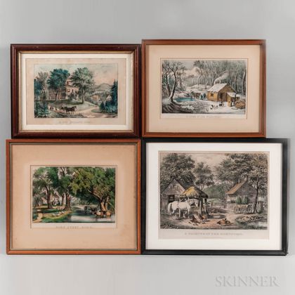 Four Currier & Ives "Home" Lithographs