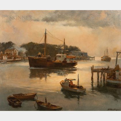 Harry Russell Ballinger (American, 1892-1993) Trawler Making Port