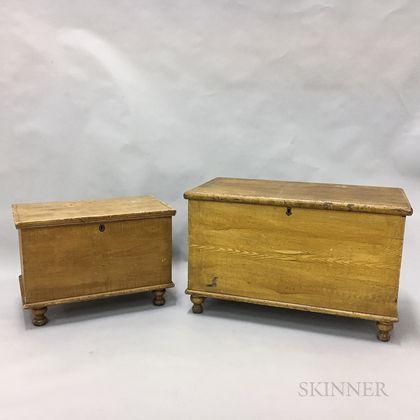 Two Country Grain-painted Pine Six-board Chests