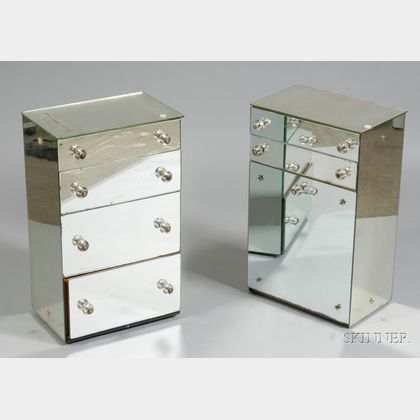 Art Deco Mirrored Side Table and Cabinet