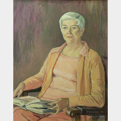 Framed Oil on Canvas, Portrait of Annabelle M. Melville [Professor at Bridgewater State College], by John Paul Manship (American,... 