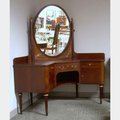 A.H. Davenport Carved Mahogany Mirrored Dressing Table