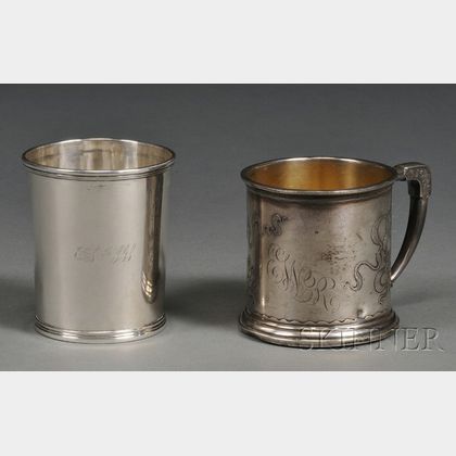 Whiting Aesthetic Movement Sterling Mug and an American Coin Silver Beaker