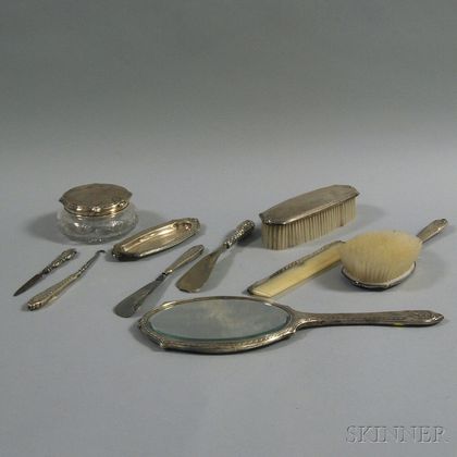 Ten Sterling Silver-mounted Vanity Items