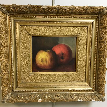 American School, 19th Century Still Life with Two Apples.