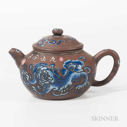 Yixing Blue-enameled Teapot