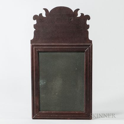 Red-painted Pine Queen Anne Mirror
