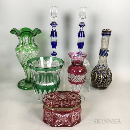 Seven Cut-to-clear Glass Items