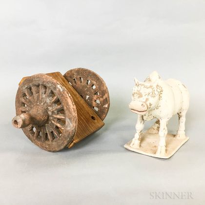Primitive Pottery Ox and Cart