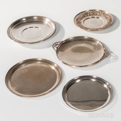 Five Sterling Silver Trays
