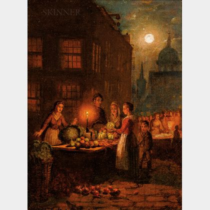 Attributed to Johann Mongels Culverhouse (Dutch, 1820-1891) Moonlit Market