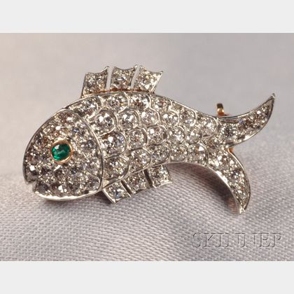 Diamond Fish Brooch