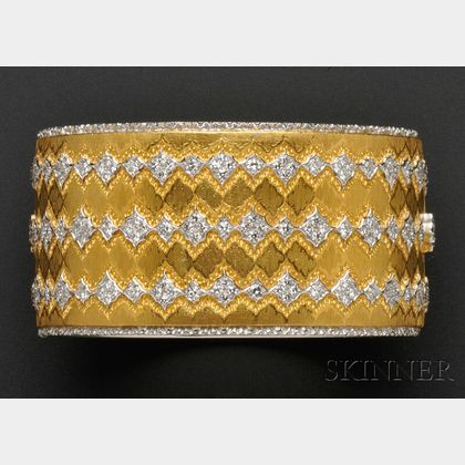 18kt Gold and Diamond Cuff Bangle, Buccellati