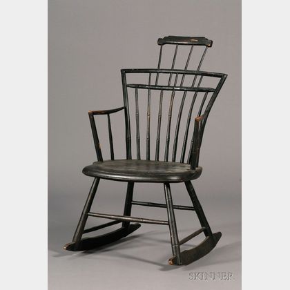 Black-painted Comb-back Rocking Arm Chair