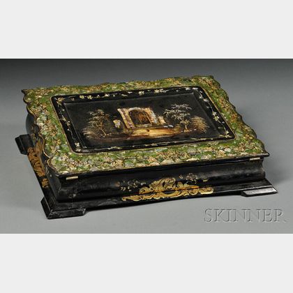 Victorian Mother-of-pearl-inlaid and Lacquered Desk Box