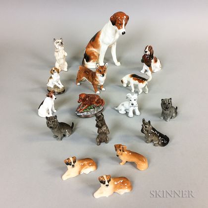 Sixteen Mostly Royal Doulton Ceramic Dogs