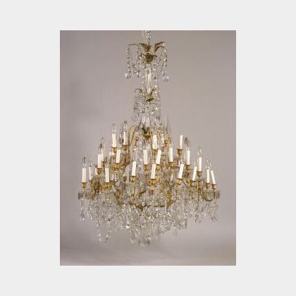 Large Thirty-five Light Three-Tier Crystal Chandelier