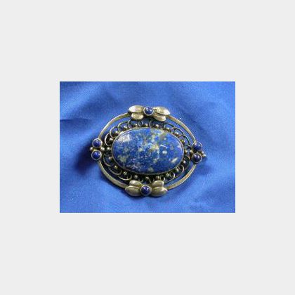Sterling Silver and Lapis Lazuli Brooch