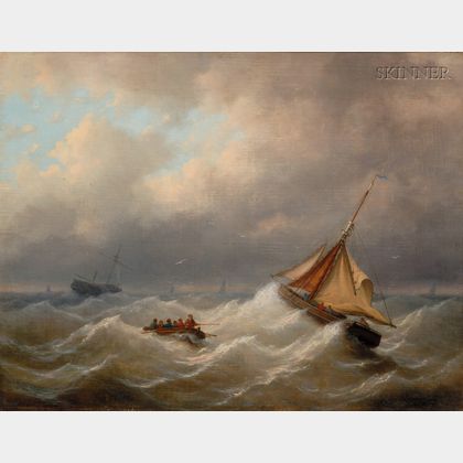 P. Williot (Belgian, 19th Century) Stormy Seas