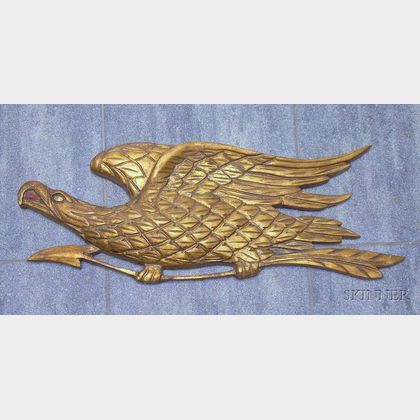 Bellamy-style Gilt Carved Wooden Eagle Plaque. 