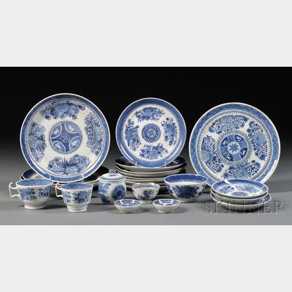 Assembled Group of Blue Fitzhugh Decorated Porcelain Table Items