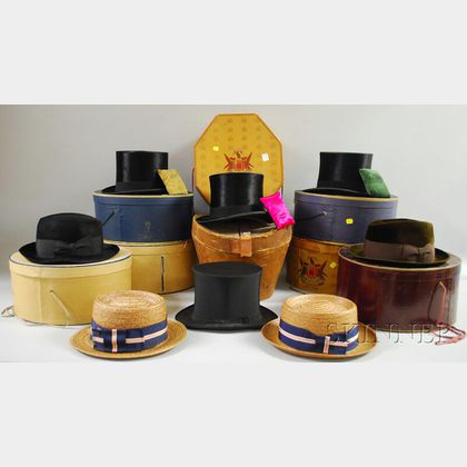 Eight Vintage Men's Hats