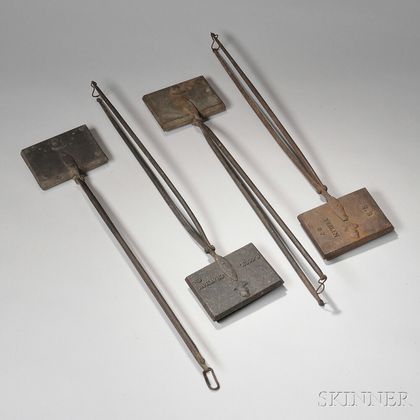 Four Wrought and Cast Iron Waffle Irons