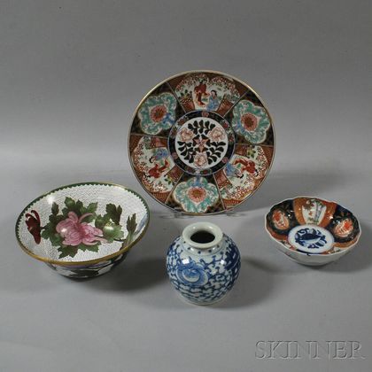 Four Cloisonne and Ceramic Items