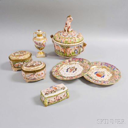 Seven Pieces of Capo di Monte Ceramics
