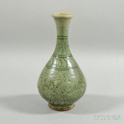Celadon-glazed Stoneware Vase