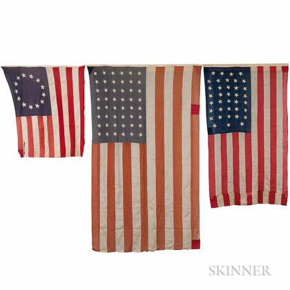 Three American Flags with History of Ownership in the Sweetser Family of Cumberland, Maine