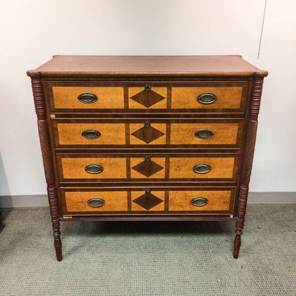 Federal Inlaid Birch and Maple Chest of Drawers