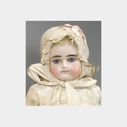 Closed Mouth German Bisque Turned Shoulder Head Doll